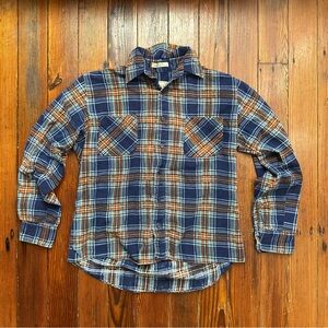 Vintage 1980s Timber Run blue & orange flannel shirt Small